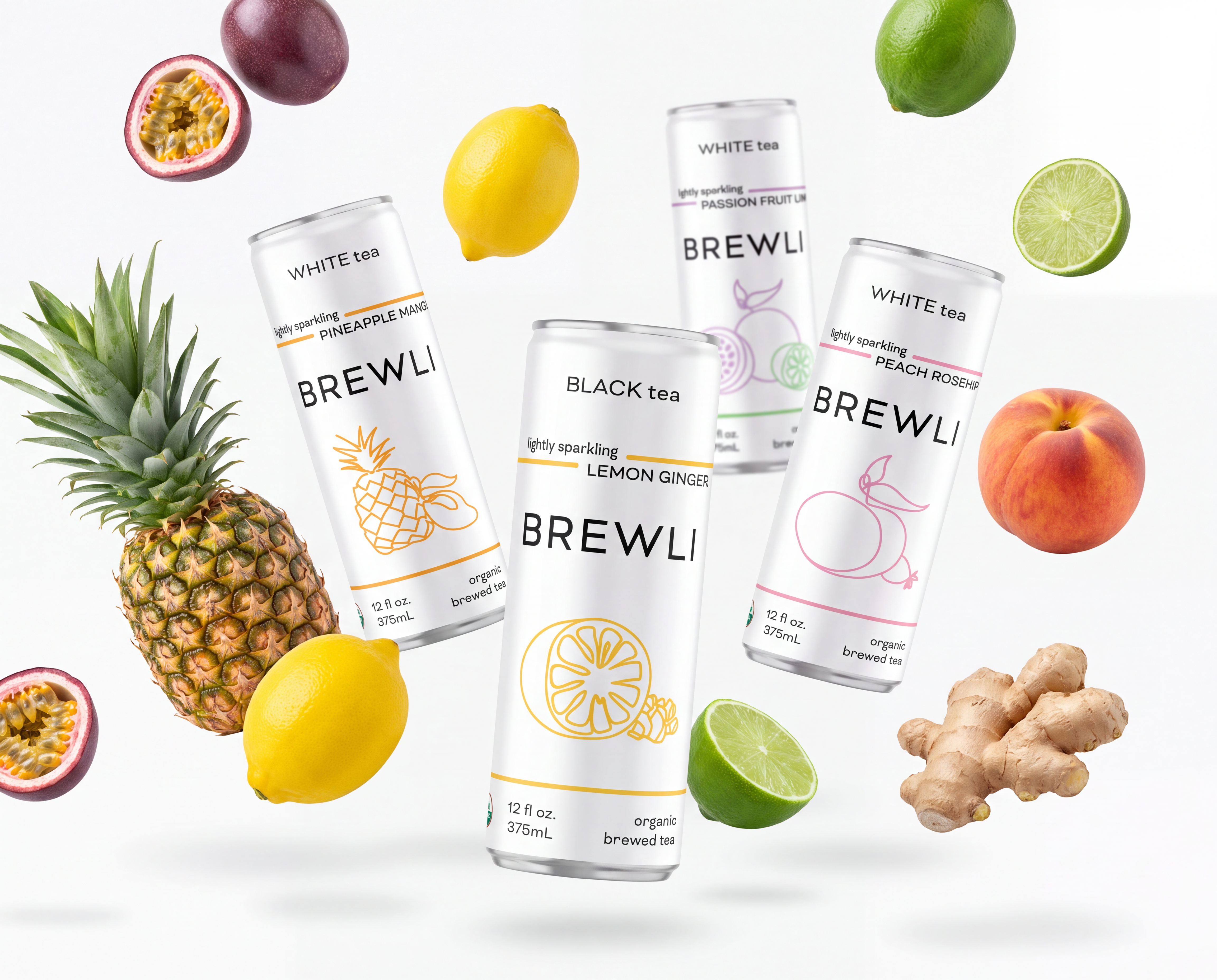 Brewli Organic Teas can packaging and multipack boxes
